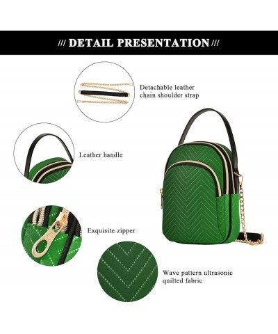 Mother's Day With Pink Tulip Flowers Quilted Handbag Fashion Crossbody Bags for Women Green Gradient $14.60 Shoulder Bags