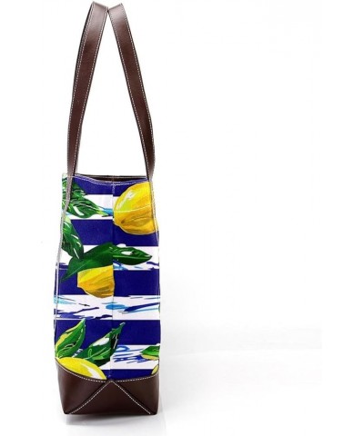 Tote Bags, Large Tote Bags for Women, Women's Tote Handbags, Striped Summer Fruit Lemon Modern, Tote Bag for Work Design 3997...