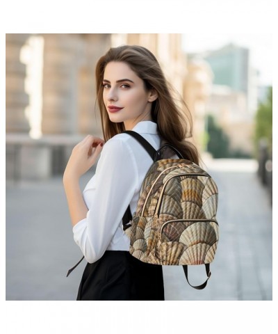 Backpack Purse for Women Realistic Scallop Shells, Mini Fashion Backpack Summer Lightweight Casual Daypack Shoulder Bag Trave...