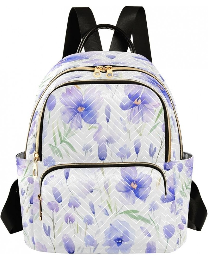 Fashion Backpack Mini Backpack Purse Casual Daily Backpack Purple Watercolor Flower for Travel for College Work Medium $18.62...