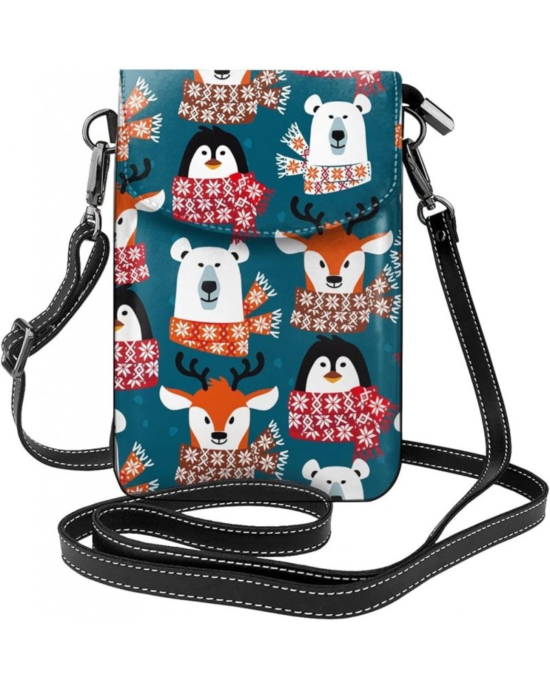 Crossbody Phone Bags for Women Leather Cell Phone Purse Lightweight Cell Phone Wallet Winter Animal $14.88 Crossbody Bags