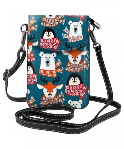 Crossbody Phone Bags for Women Leather Cell Phone Purse Lightweight Cell Phone Wallet Winter Animal $14.88 Crossbody Bags