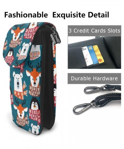 Crossbody Phone Bags for Women Leather Cell Phone Purse Lightweight Cell Phone Wallet Winter Animal $14.88 Crossbody Bags