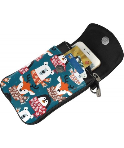 Crossbody Phone Bags for Women Leather Cell Phone Purse Lightweight Cell Phone Wallet Winter Animal $14.88 Crossbody Bags