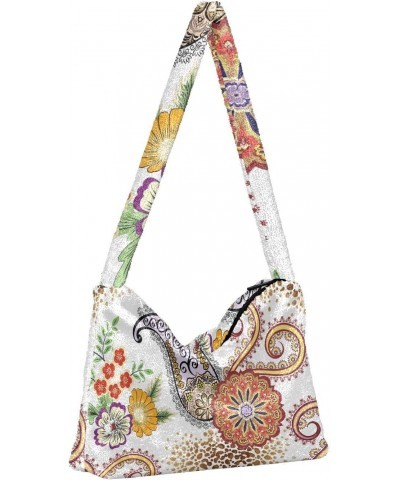 Paisley Furry Tote Bag for Women Crossbody Bag Tote's Handbag Big Hobo Bags with Zipper for Women Men $12.17 Totes