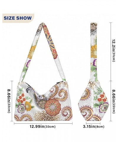 Paisley Furry Tote Bag for Women Crossbody Bag Tote's Handbag Big Hobo Bags with Zipper for Women Men $12.17 Totes