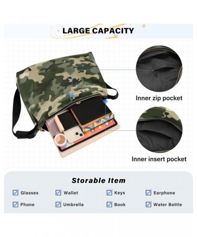 Camouflage Crossbody Bag Hobo Handbag Purse Fashion PU Leather Shoulder Bags for Women $19.71 Hobo Bags