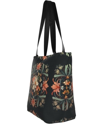 Geometric Shapes Of Orchids Classic Printed Design,Large-Capacity Lightweight Quilted Handbag,Suitable For Shopping,Fitness,F...