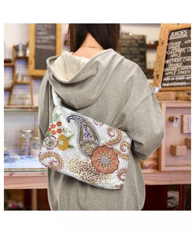 Paisley Furry Tote Bag for Women Crossbody Bag Tote's Handbag Big Hobo Bags with Zipper for Women Men $12.17 Totes