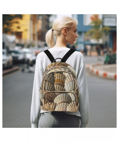 Backpack Purse for Women Realistic Scallop Shells, Mini Fashion Backpack Summer Lightweight Casual Daypack Shoulder Bag Trave...