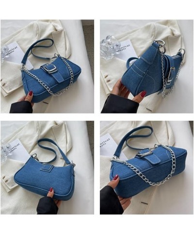 Denim Hobo Bag For Women Vintage Y2K Shoulder Crossbody Bags Underarm Purse, Retro Trendy Chain Satchel Clutch With Buckle Br...