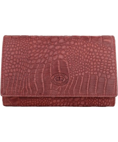 Womens Large Matinee Style RFID Protected Purse with Crocodile Design - Dark Red $16.82 Wallets