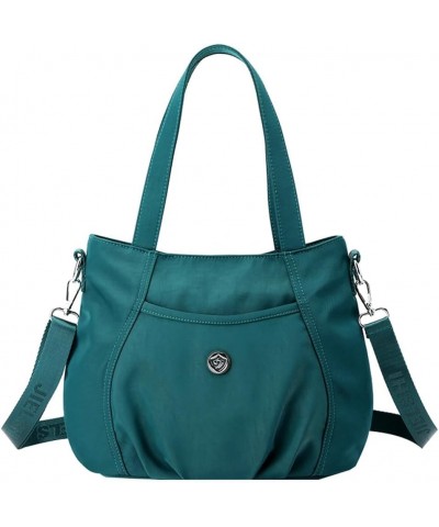 Hobo Bag for Women Nylon Shoulder Crossbody Casual Zipper Purse Large Handbag Fashion Pleated Totes Satchels Green $19.37 Totes