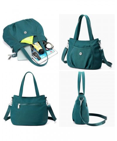 Hobo Bag for Women Nylon Shoulder Crossbody Casual Zipper Purse Large Handbag Fashion Pleated Totes Satchels Green $19.37 Totes