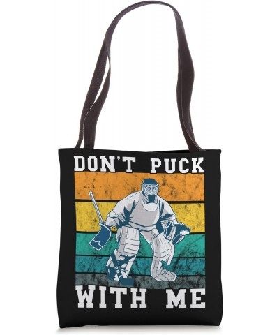 Ice Hockey Player Don't Puck With Me Retro Vintage Sunset Tote Bag $12.51 Totes