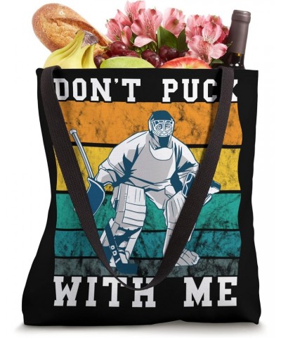 Ice Hockey Player Don't Puck With Me Retro Vintage Sunset Tote Bag $12.51 Totes