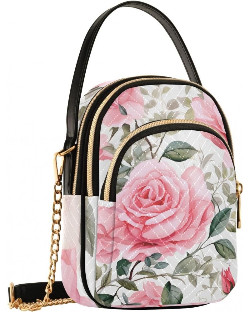 Small Crossbody Bags for Women Trendy Pink Rose Flower Tropical Plant Travel Sling Bag Women's Crossbody Handbags Satchel Bag...