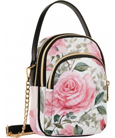 Small Crossbody Bags for Women Trendy Pink Rose Flower Tropical Plant Travel Sling Bag Women's Crossbody Handbags Satchel Bag...