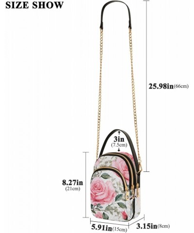 Small Crossbody Bags for Women Trendy Pink Rose Flower Tropical Plant Travel Sling Bag Women's Crossbody Handbags Satchel Bag...