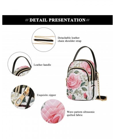 Small Crossbody Bags for Women Trendy Pink Rose Flower Tropical Plant Travel Sling Bag Women's Crossbody Handbags Satchel Bag...