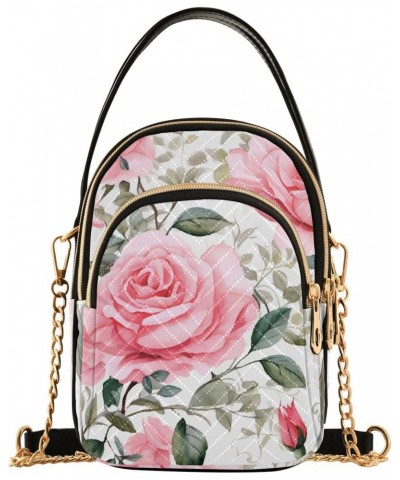 Small Crossbody Bags for Women Trendy Pink Rose Flower Tropical Plant Travel Sling Bag Women's Crossbody Handbags Satchel Bag...