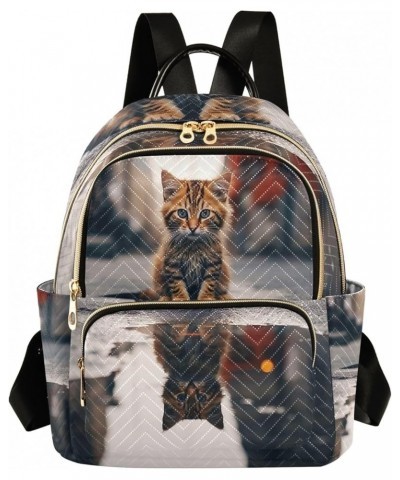 Cat on Street Quilted Backpack Purse Backpack for Women Small Quilted Travel Bag Cat on Street Medium $23.39 Backpacks