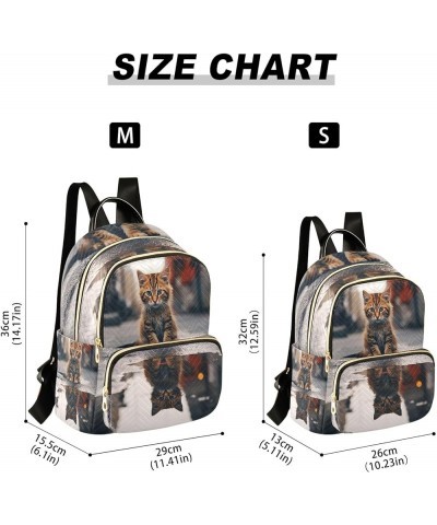 Cat on Street Quilted Backpack Purse Backpack for Women Small Quilted Travel Bag Cat on Street Medium $23.39 Backpacks