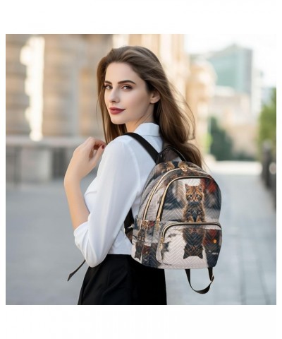 Cat on Street Quilted Backpack Purse Backpack for Women Small Quilted Travel Bag Cat on Street Medium $23.39 Backpacks