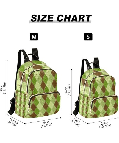 Women Backpack Tartan Plaid Green Brown Checker Anti-Theft Travel Backpack with Luggage Belt Lightweight Handbag Lady Purse R...