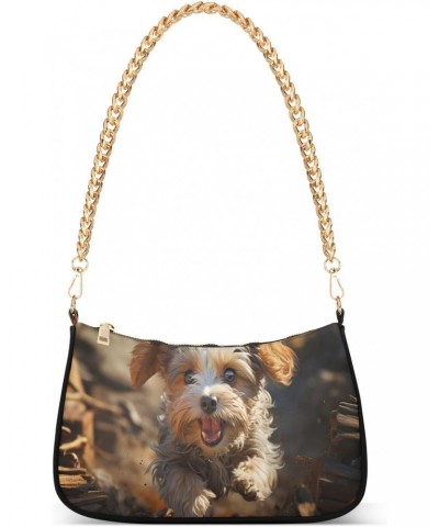 Crossbody Bags for Women Shoulder Purse Cute Puppy Playing Outdoors Handbags Stylish Clutch Purse with Chain Strap $14.40 Sho...