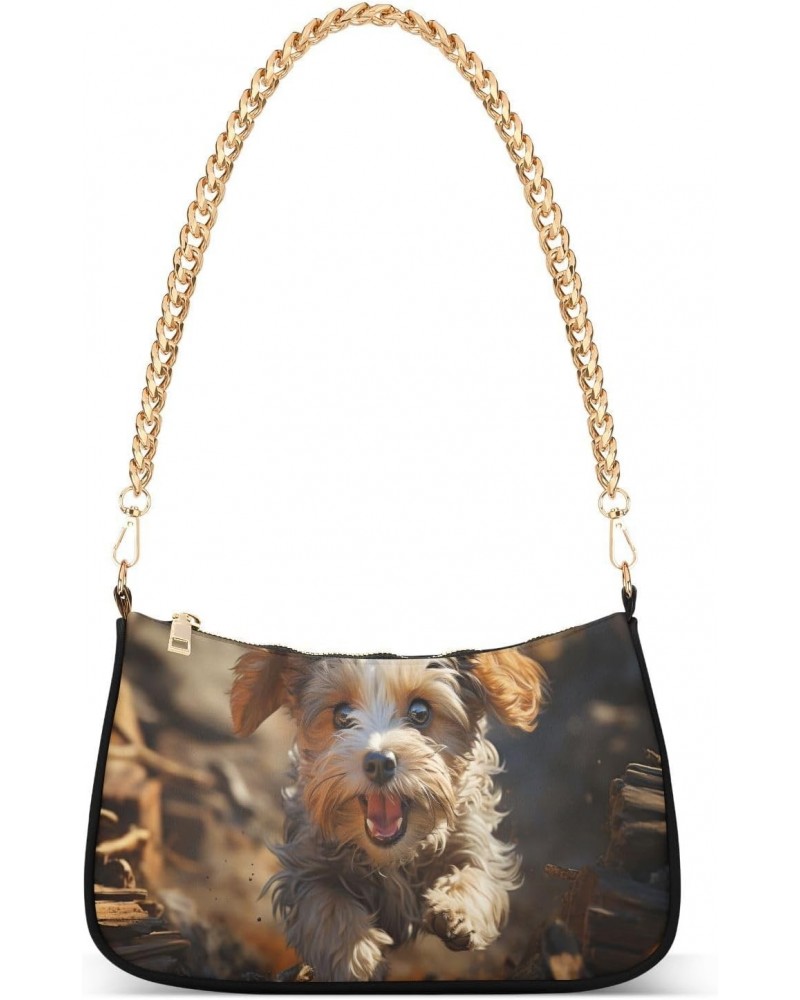 Crossbody Bags for Women Shoulder Purse Cute Puppy Playing Outdoors Handbags Stylish Clutch Purse with Chain Strap $14.40 Sho...