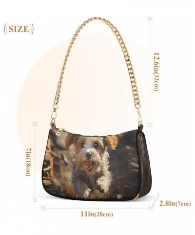 Crossbody Bags for Women Shoulder Purse Cute Puppy Playing Outdoors Handbags Stylish Clutch Purse with Chain Strap $14.40 Sho...