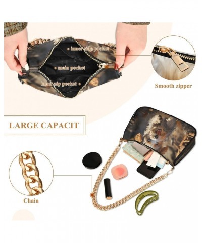 Crossbody Bags for Women Shoulder Purse Cute Puppy Playing Outdoors Handbags Stylish Clutch Purse with Chain Strap $14.40 Sho...