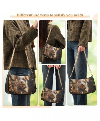 Crossbody Bags for Women Shoulder Purse Cute Puppy Playing Outdoors Handbags Stylish Clutch Purse with Chain Strap $14.40 Sho...