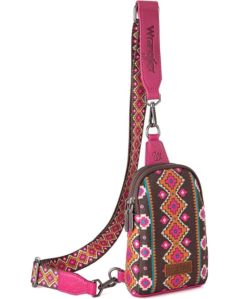 Aztec Crossbody Sling Bags for Women Cross Body Purse with Detachable Strap Aztec-hot Pink $19.80 Crossbody Bags