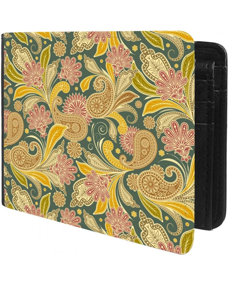 Unique Desige Pattern - Floral Paisey Pattern, Slim Front Pocket Wallet Billfold RFID Blocking $10.84 Wallets