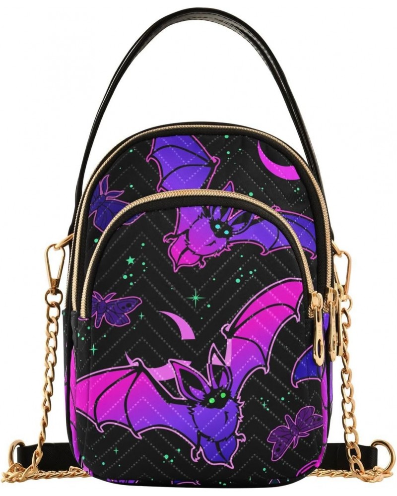 Neon Halloween Bat Crossbody Bags for Women Small Purse Chain Shoulder Bags Hand Bag for Works Travel Gifts $10.40 Shoulder Bags