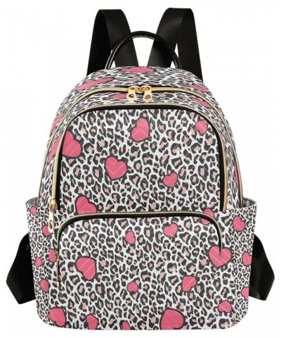 Backpack Purse for Women Leopard Skin Pink Chaotic Hearts Casual Shoulder Bag Small Backpack S Medium $10.92 Backpacks