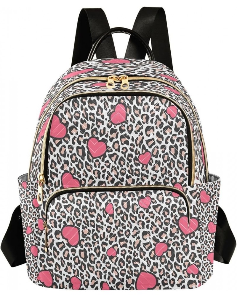 Backpack Purse for Women Leopard Skin Pink Chaotic Hearts Casual Shoulder Bag Small Backpack S Medium $10.92 Backpacks