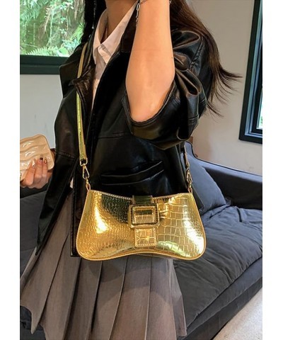 Women Sparkly Shoulder Bag PU Leather Hobo Bag Y4k Tote Bag Chic Evening Bag Handbag Purse Clutch Gold $29.81 Totes