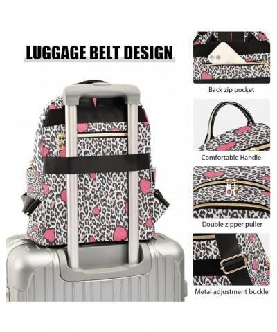 Backpack Purse for Women Leopard Skin Pink Chaotic Hearts Casual Shoulder Bag Small Backpack S Medium $10.92 Backpacks