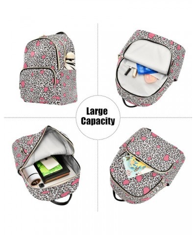 Backpack Purse for Women Leopard Skin Pink Chaotic Hearts Casual Shoulder Bag Small Backpack S Medium $10.92 Backpacks