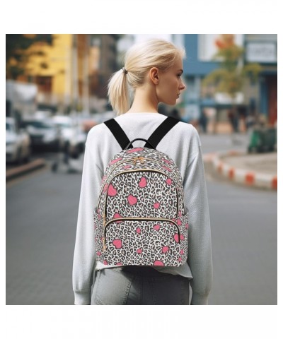 Backpack Purse for Women Leopard Skin Pink Chaotic Hearts Casual Shoulder Bag Small Backpack S Medium $10.92 Backpacks