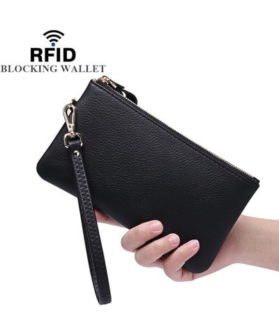 Rfid Blocking Wallet for Women Genuine Leather Wristlet Strap Pone Pouch Zipper Around Coin Pocket Clutch Purse Dk Green $28....