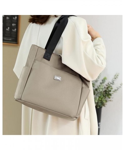 Casual Tote Bag for Women Nylon Waterproof Shoulder Bag Lightweight Top Handle Handbag for Lady Travel Work School Shop Khaki...