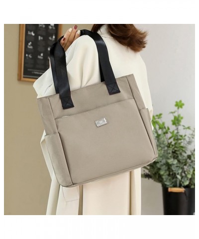 Casual Tote Bag for Women Nylon Waterproof Shoulder Bag Lightweight Top Handle Handbag for Lady Travel Work School Shop Khaki...