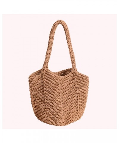 Women Tote Bags Korean Style Underarm Bag Summer Casual Simple Soft Solid Color Elegant Portable for Seaside Vacat Coffee $12...