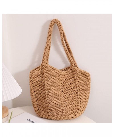 Women Tote Bags Korean Style Underarm Bag Summer Casual Simple Soft Solid Color Elegant Portable for Seaside Vacat Coffee $12...