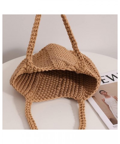 Women Tote Bags Korean Style Underarm Bag Summer Casual Simple Soft Solid Color Elegant Portable for Seaside Vacat Coffee $12...