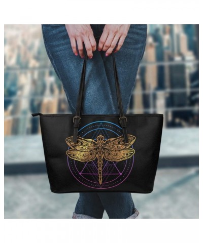 Big Dragonfly PU Leather Tote Bag Handbag Fashion Shopping Bag For Many Occasions $25.18 Totes